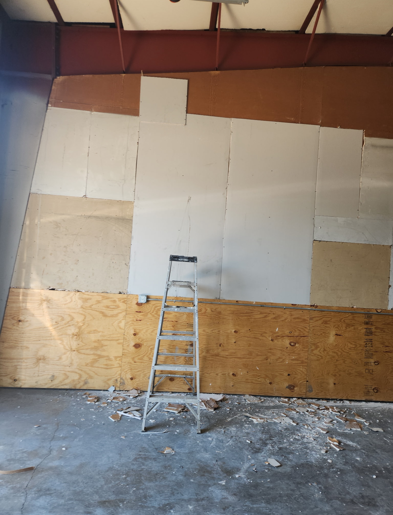Commercial drywall installation in warehouse